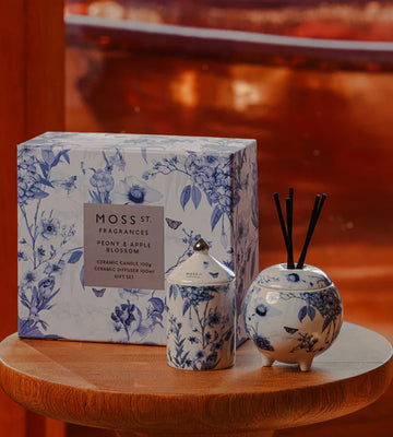 Moss St Peony & Apple Blossom Mini Candle & Diffuser Gist Set