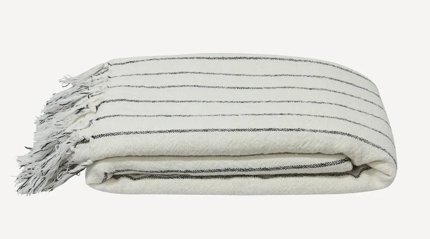 French Country Striped Linen Bed Cover