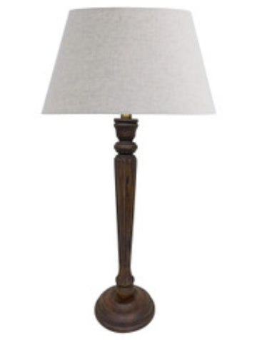 Antique Brown Lamp with Linen Shade
