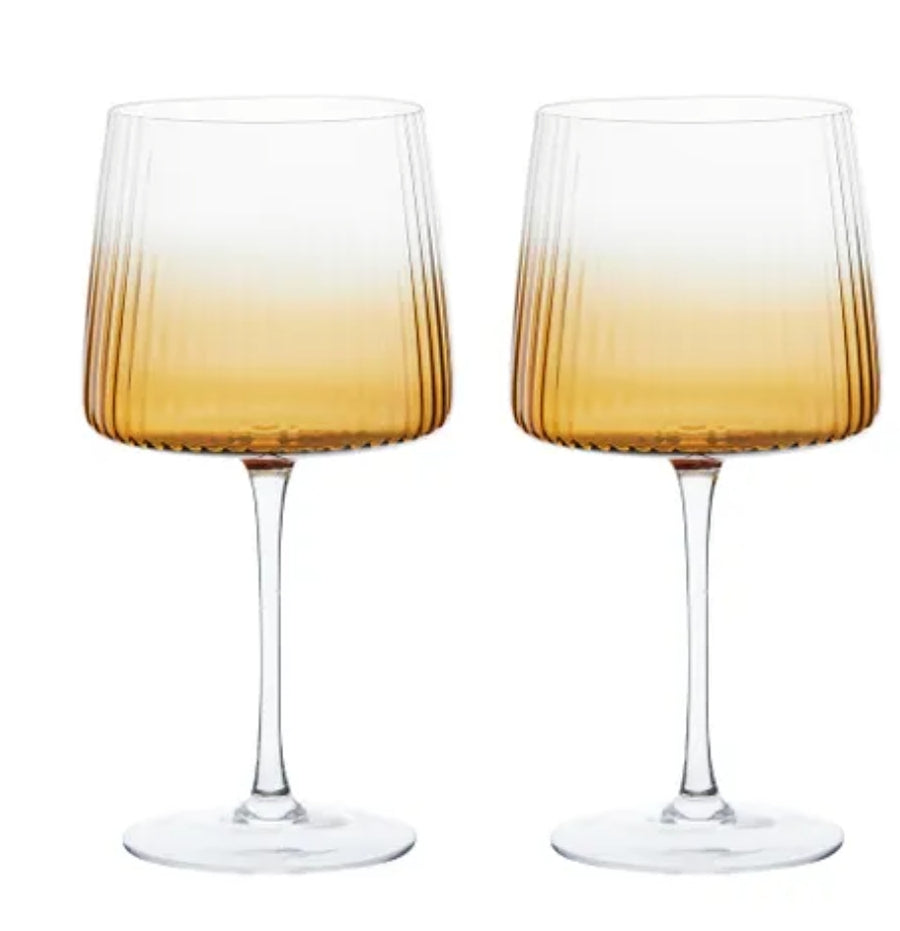 Set of 2 Amber Gin Glasses