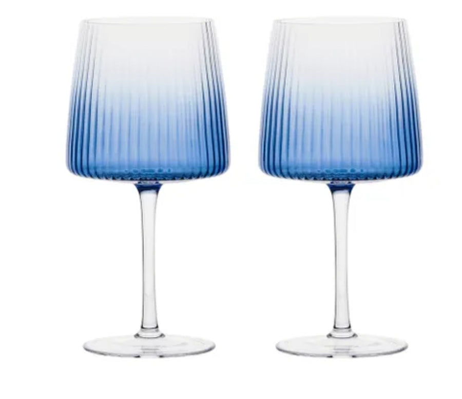 Set of 2 Blue Gin Glasses