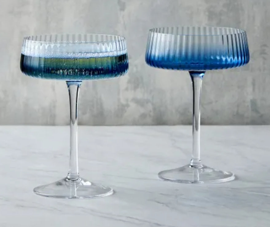 Set of 2 Blue Champagne Saucer