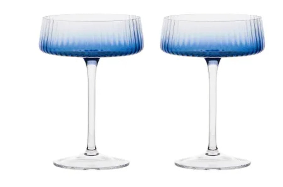 Set of 2 Blue Champagne Saucer