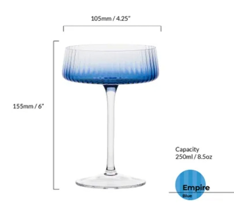 Set of 2 Blue Champagne Saucer