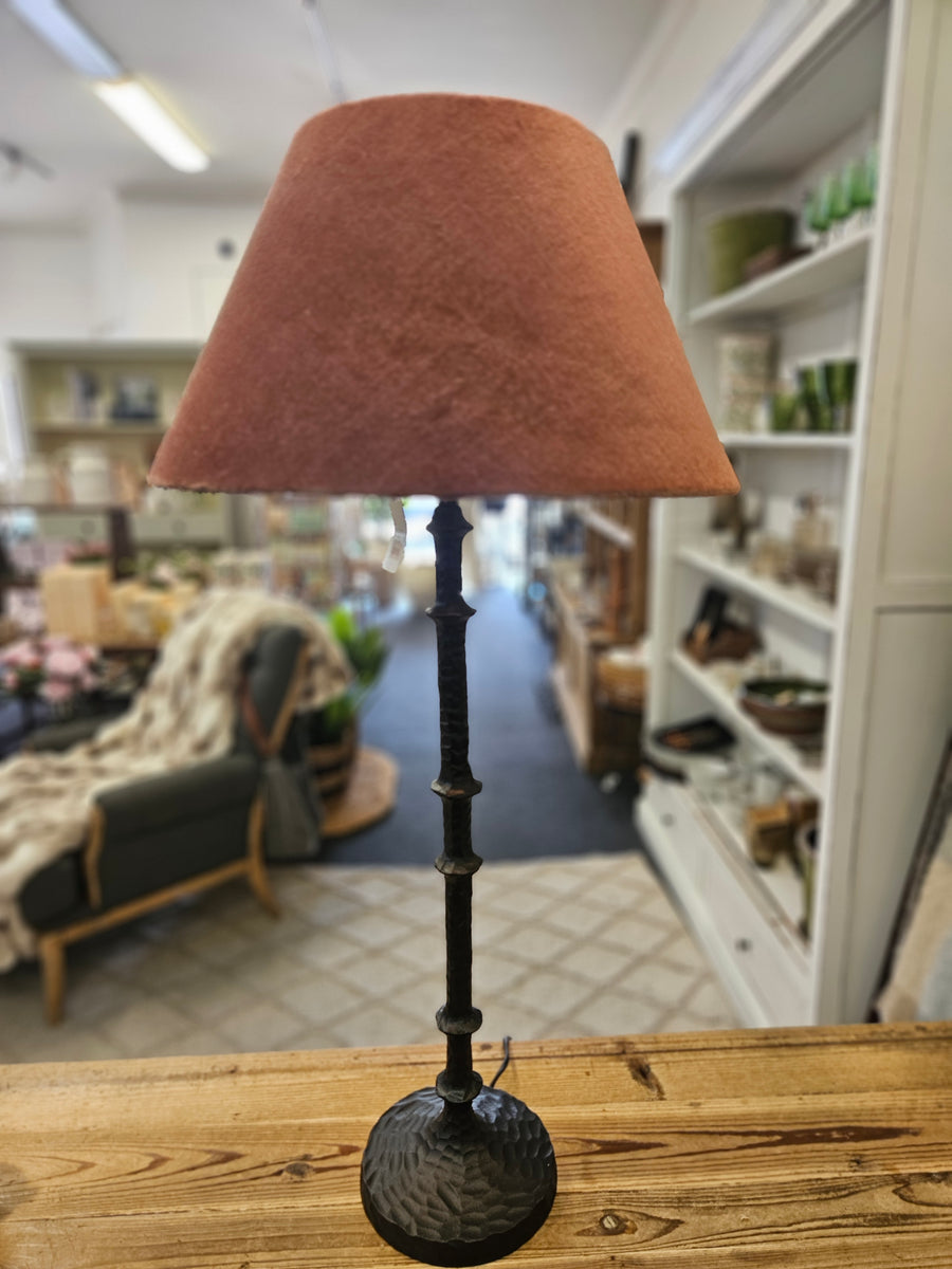 Hammered Lamp with Velvet Shade