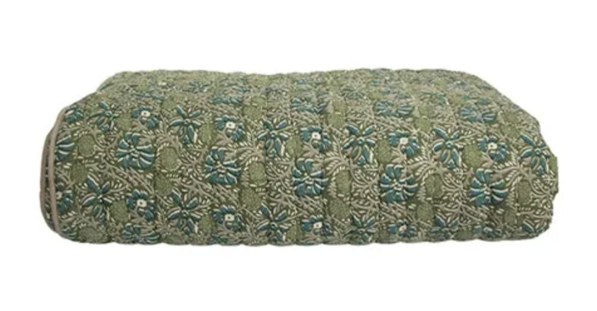 French Country Blue/Green Floral Bedcover & Euros