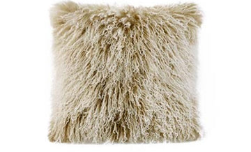 Tibetan Lamb Fur Cushion Beige