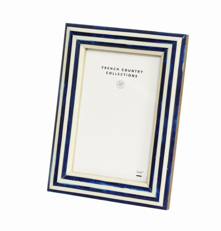 French Country Blue Stripe Photo Frame 4x6